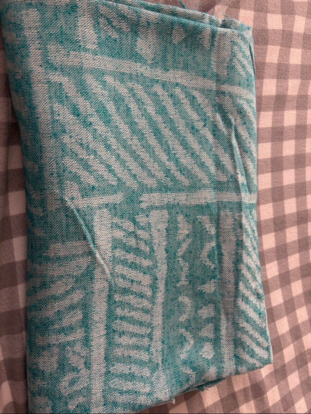 Teal and Ivory Patterned Fabric